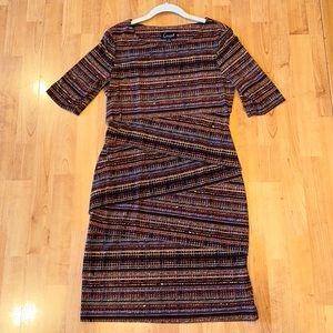 NEW Connected Apparel Tiered Bandage Dress, Rust, Size 10